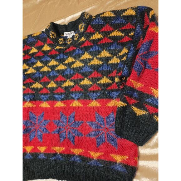 VTG 80s Fall Pattern 50% MOHAIR SWEATER WOMEN sz M Core Natural Fiber Snowflake - Picture 10 of 10